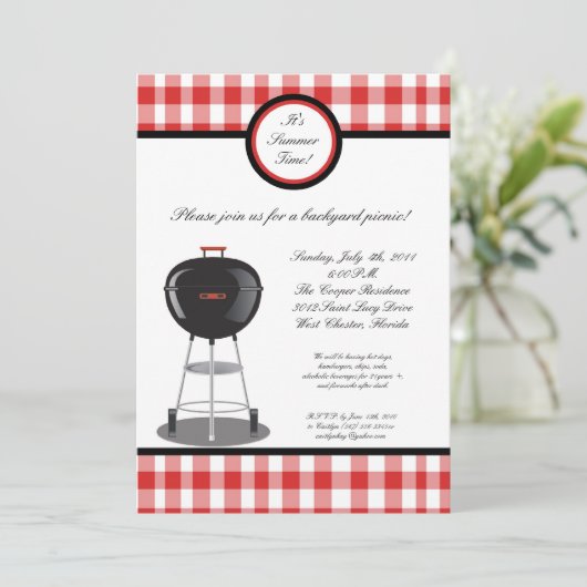 5x7 Uitnodiging Picnic Summer Barbecue Party (Staand voorkant)