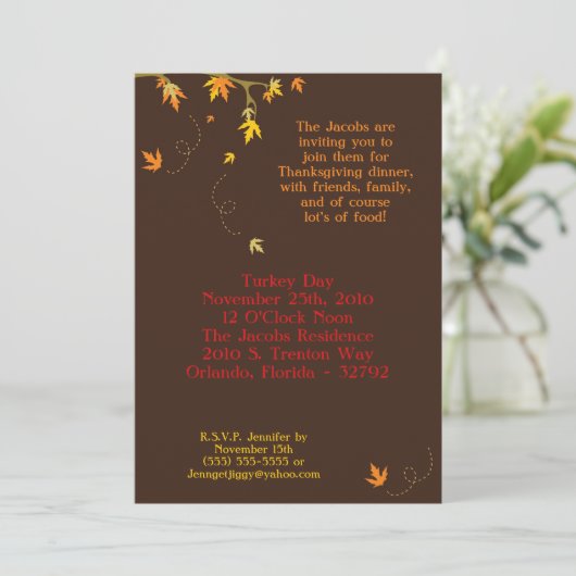 5x7 Uitnodiging van de Kern van de Thanksgiving va (Staand voorkant)