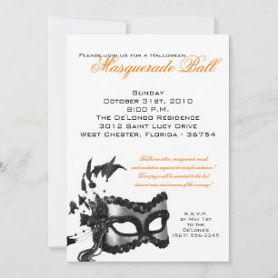 5x7 Uitnodiging van Halloween Masquerade Ball Mask