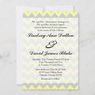5x7 Uitnodiging voor bruiloft Chevron Yellow & Gre