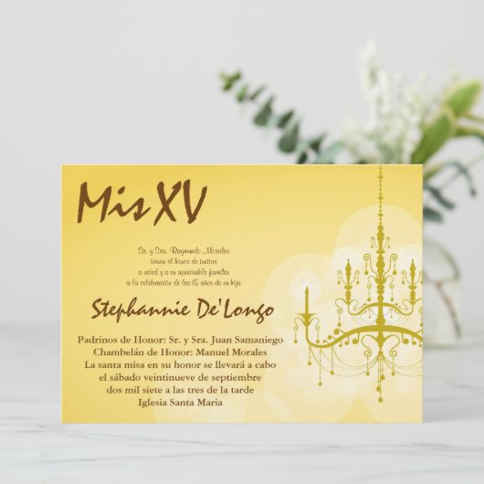 5x7 Uitnodiging voor Luchters Quinceanera Birthday (Staand voorkant)