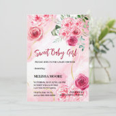 5x7 Uitnodiging Waterverf Magenta Roze Roze Roze (Staand voorkant)