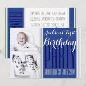 5x7 V Photo Baby Boy Invitation de fête d'annivers (Devant / Derrière)