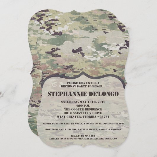 5x7 Verjaardag Uitnodiging Leger OCP Camo Uniform (Voorkant / Achterkant)