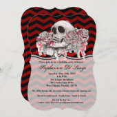 5x7 Verjaardag Uitnodiging schedel Roos gothic Che (Voorkant / Achterkant)