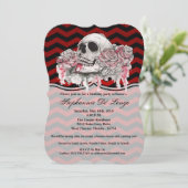 5x7 Verjaardag Uitnodiging schedel Roos gothic Che (Staand voorkant)