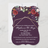 5x7 Verjaardagsuitnodiging Pruim Paarse Rozen Goud Kaart (Voorkant)