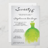 5x7 Vert robe douce 16 Anniversaire Invitation (Devant / Derrière)