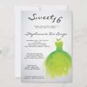 5x7 Vert robe douce 16 Anniversaire Invitation (Devant)