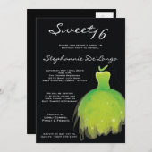 5x7 Vert robe douce 16 Anniversaire Invitation (Devant / Derrière)