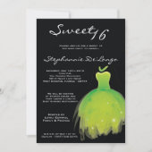 5x7 Vert robe douce 16 Anniversaire Invitation (Devant)