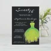 5x7 Vert robe douce 16 Anniversaire Invitation (Debout devant)