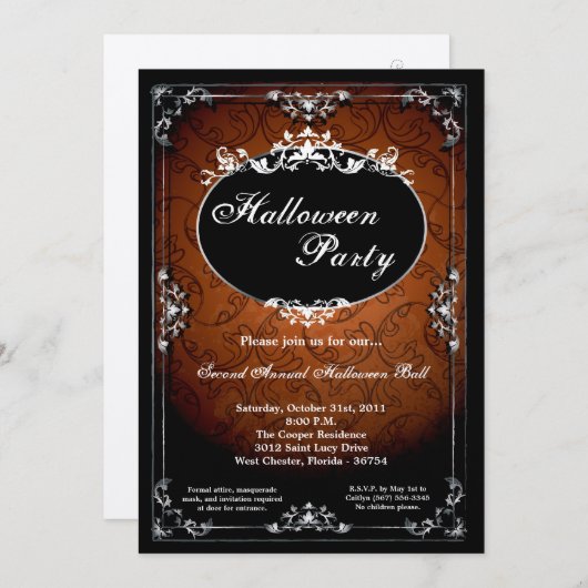 5x7 Verwerende uitnodiging van Broach Halloween Pa (Voorkant / Achterkant)