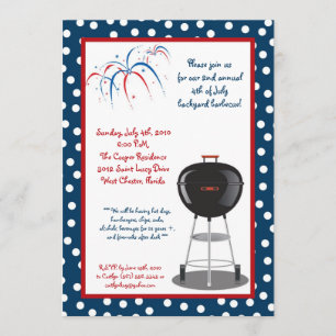 5x7 Vierde 4e juli Partij barbecue Uitnodiging