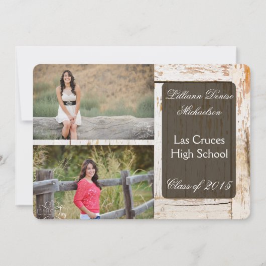 5x7 Vieux Blanc Grange Bois Masse Faire-part Senio (Devant)