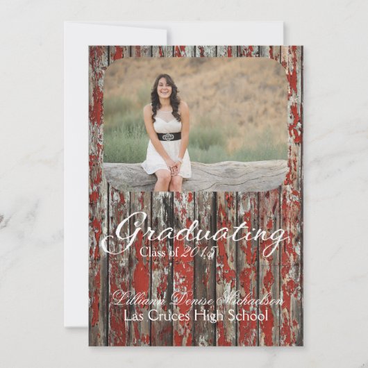 5x7 Vieux grenier rouge Bois Météo Faire-part prin (Devant)