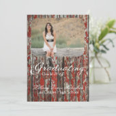 5x7 Vieux grenier rouge Bois Météo Faire-part prin (Debout devant)