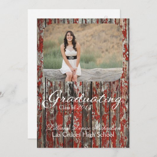 5x7 Vieux grenier rouge Bois Météo Faire-part prin (Devant / Derrière)