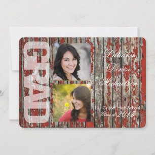 5x7 Vieux grenier rouge Bois Météo Faire-part prin