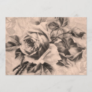 5x7 "Vrijgezellenfeest" Rozen Sepia Kaart