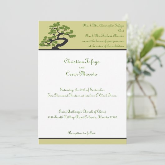 5x7 Weddenschap Japans Groene Bonsai Boom Kaart (Staand voorkant)