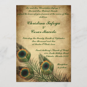 5x7 Weddenschap Peacock Feathers Kaart