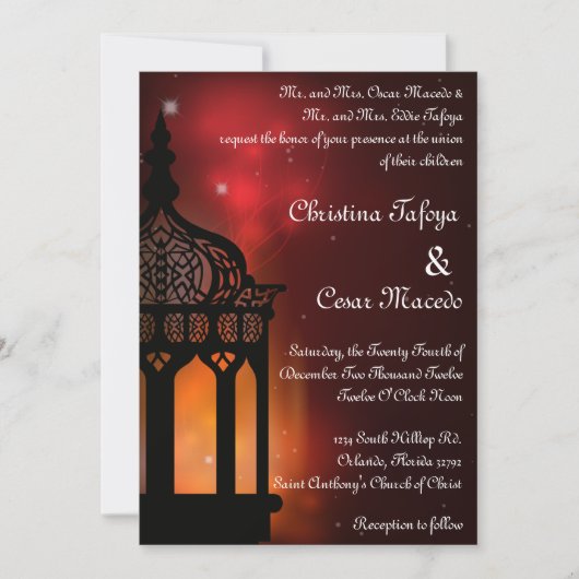 5x7 Weddenschap Uitnodiging Marokkaanse Lantaarn I (Voorkant)