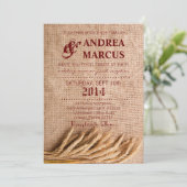5x7 Wedding Invitation Wheat on Burlap Sack Counte Kaart (Staand voorkant)