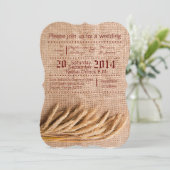 5x7 Wedding Invitation Wheat on Burlap Sack Counte Kaart (Staand voorkant)