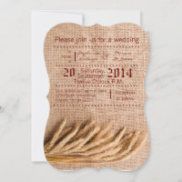 5x7 Wedding Invitation Wheat on Burlap Sack Counte