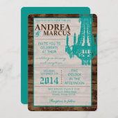 5x7 Western Rustic Chandelier Faire-part de mariag (Devant / Derrière)