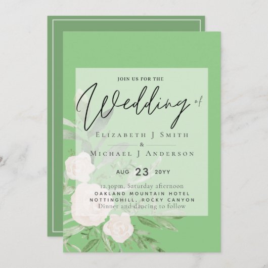 5x7 White Bouquet Script Overlay Budget Weddenscha (Voorkant / Achterkant)