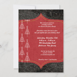 5x7 White Outline Christmas Tree Invitation