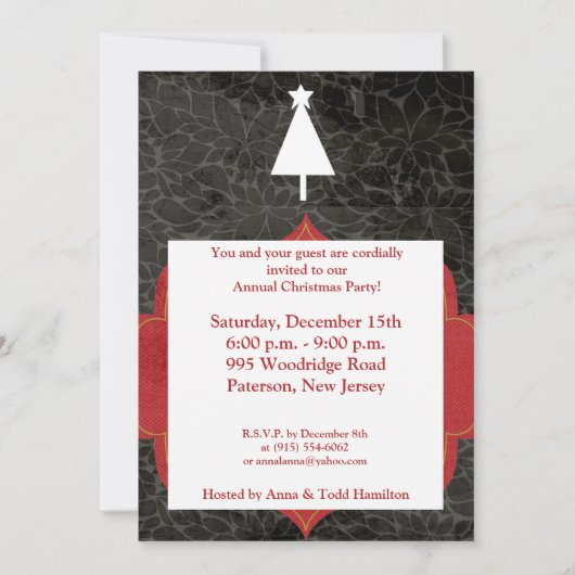 5x7 White Outline Christmas Tree Invitation (Devant)