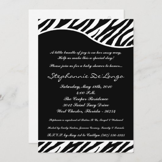 5x7 White Tiger Anima Print Baby shower Invitation Kaart (Voorkant / Achterkant)