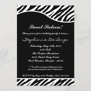5x7 WhiteTiger Imprimer Sweet16 Invitation de fête