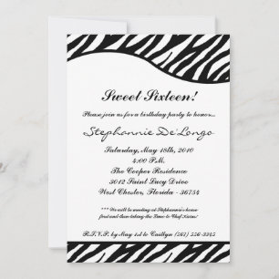5x7 WhiteTiger Print Sweet16 Verjaardagsfeest Uitn Kaart