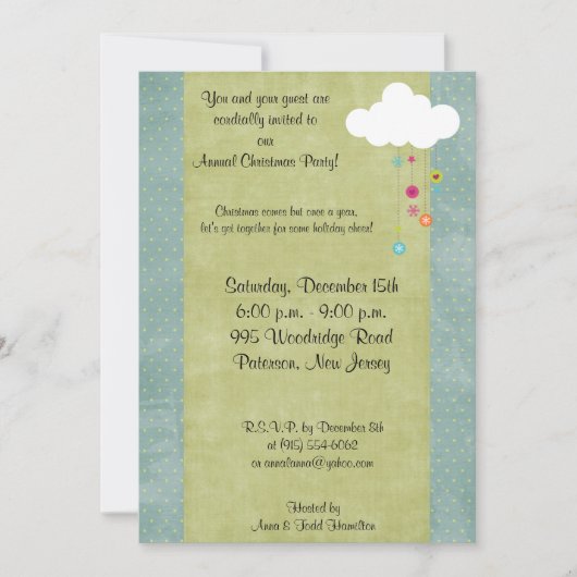 5x7 Winter Cloud / Snowflakes Noël Invitation (Devant)