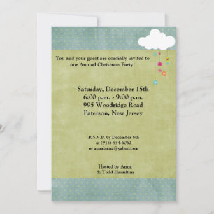 5x7 Winter Cloud / Snowflakes Noël Invitation