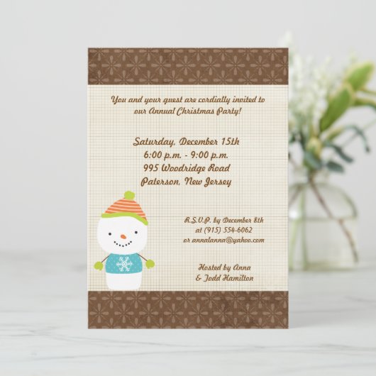 5x7 Winter Sneeuwman winter Sneeuw Uitnodiging (Staand voorkant)