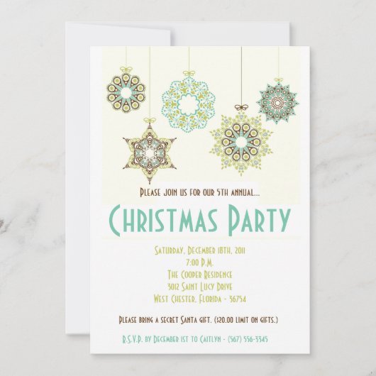 5x7 Winter Snowflake XMAS Christmas Invitation (Devant)