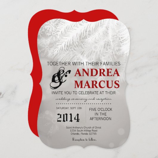 5x7 Winter White Pine Tree Need Wedding Invitation Kaart (Voorkant / Achterkant)