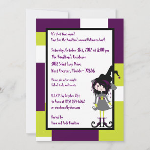 5x7 Witchy Ways Paarse Halloween Feestuitnodiging Kaart