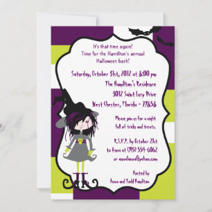 5x7 Witchy Ways Paarse Halloween Feestuitnodiging Kaart