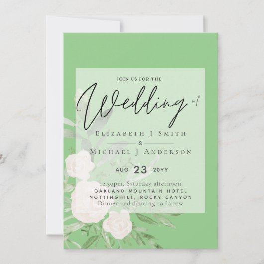 5x7 Witte Boeket Script Overlay Budget Bruiloft (Voorkant)