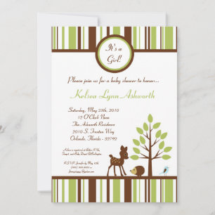 5x7 Woodland Forest Deer Baby shower Invitation Kaart