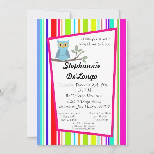 5x7 Woodland Forrest Owl Baby shower Invitation Kaart (Voorkant)