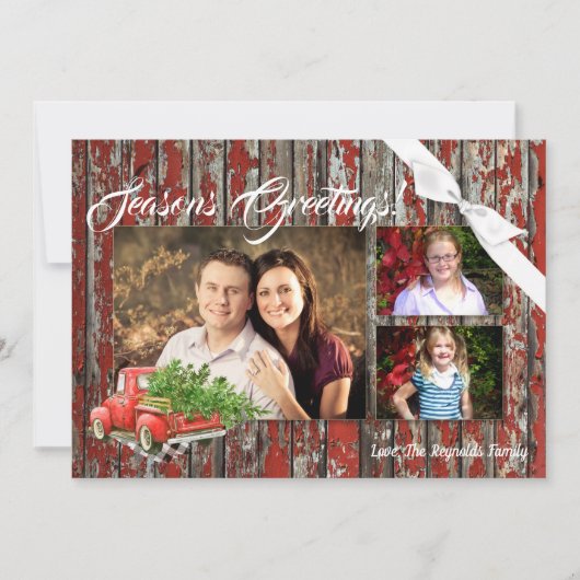 5x7 XMAS Camion de Noël Rouge Carte photo en bois (Devant)