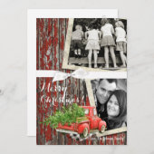 5x7 XMAS Camion de Noël Rouge Carte photo en bois (Devant / Derrière)