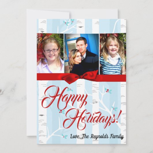 5x7 XMAS Carte photo d'hiver pour oiseaux de Noël (Devant)